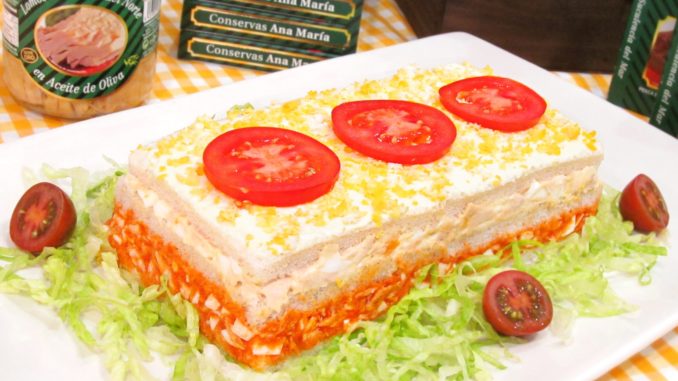 Pastel facil de bonito del norte con pan de molde